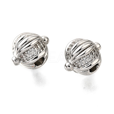 Brass Micro Pave Cubic Zirconia Beads KK-D356-10P-1