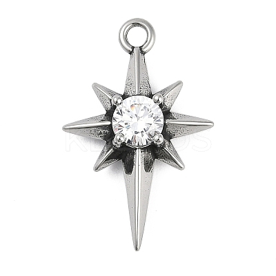 316 Surgical Stainless Steel Micro Pave Cubic Zirconia Pendants X-STAS-G349-01AS-02-1