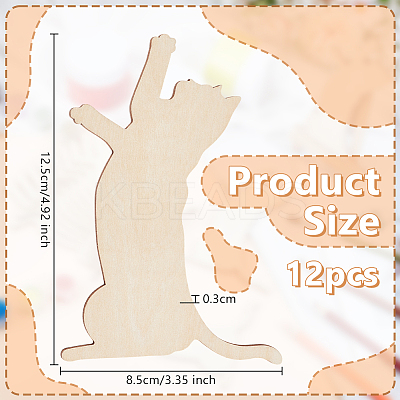 Cat Shape Unfinished Wood Cutouts DIY-WH0671-029A-1
