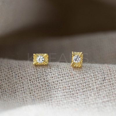 925 Sterling Silver Clear Cubic Zirconia Stud Earrings EJEW-Q030-05G-1