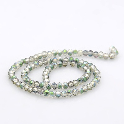 Half Rainbow Plated Faceted Rondelle Glass Beads Strands GLAA-A024B-HR01-1