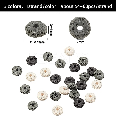 3 Strands 3 Colors Natural Lava Rock Beads Strands G-OC0002-83-1