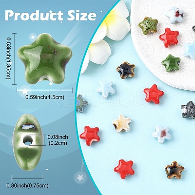 10Pcs Handmade Porcelain Beads PORC-YW0001-56-1