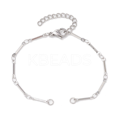 304 Stainless Steel Cuboid Bar Link Chain Bracelet Making AJEW-JB01319-02-1