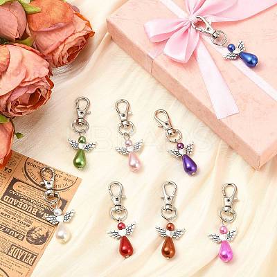 40Pcs 8 Colors Angel Plastic Pearl Pendant Decoration HJEW-CJ00062-1