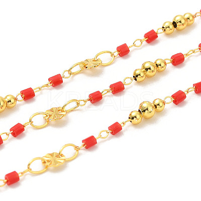 Brass Handmade Beaded Chains CHC-P011-B03-G-1