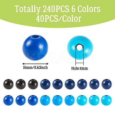 240Pcs 6 Colors Natural Wooden Beads WOOD-TA0002-74C-1