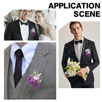 Silk Cloth Flower Boutonniere Brooch JEWB-WH0009-98-1