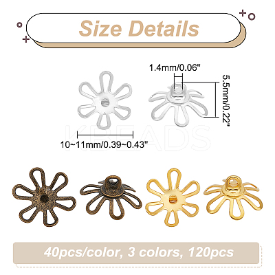 120Pcs 3 Colors Brass Bead Cap Pendant Bails KK-PH0004-86-1