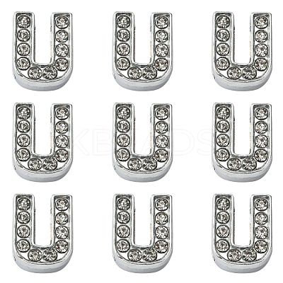 Alloy Initial Slide Charms with Grade A Rhinestones ALRI-R032-U-FF-1