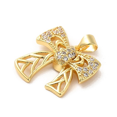 Rack Plating Brass Micro Pave Clear Cubic Zirconia Pendants KK-A206-05J-G-1