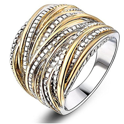 Criss Cross Alloy Crystal Rhinestone Wide Finger Rings FS-WGCE8BA-01-1