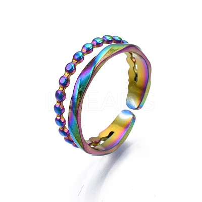 304 Stainless Steel Hollow Wide Cuff Ring RJEW-N038-100-1