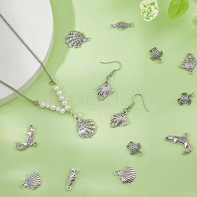93Pcs 7 Styles Tibetan Style Alloy Pendants FIND-HS0001-87-1