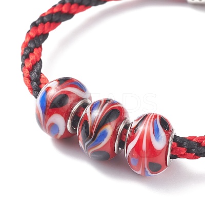 Triple Handmade Lampwork Beaded Braided Cord Bracelet for Women BJEW-JB07598-1