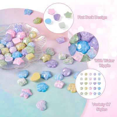 50Pcs 25 Styles Opaque Resin Cabochons CRES-BT0001-04-1