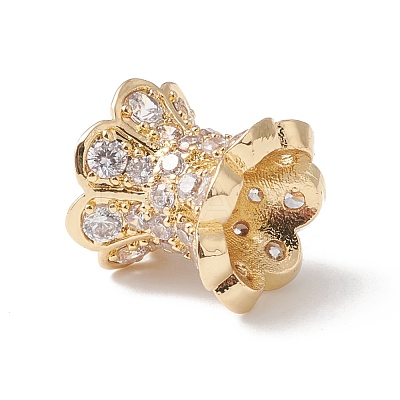 Eco-Friendly Rack Plating Brass Micro Pave Cubic Zirconia Double Sided Bead Caps KK-F835-25B-G-1