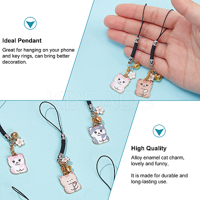 Cat & Flower Alloy Enamel Pendant Decoraions HJEW-AB00717-1