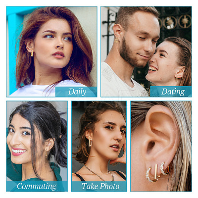 8Pcs 4 Size Brass Rectangle Hoop Earrings for Women EJEW-TA0001-12-1