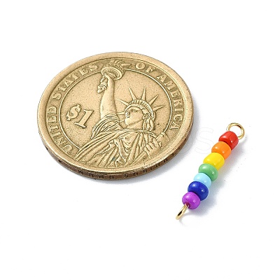Chakra Glass Seed Beaded Connector Charms PALLOY-JF02530-02-1