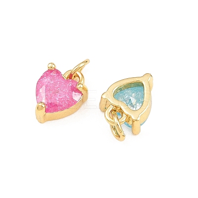 Brass Pave Cubic Zirconia Charms KK-Q085-08G-1