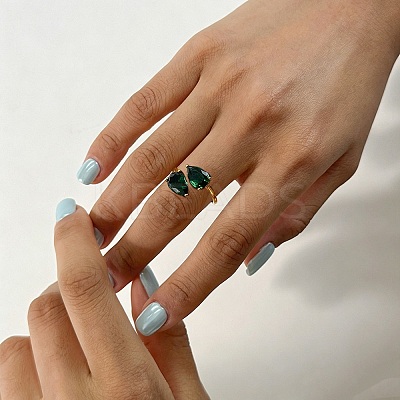 304 Stainless Steel Pave Cubic Zirconia Finger Rings for Women SA-CBAABBA-08C-G-1