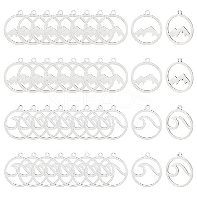 30Pcs 2 Styles 201 Stainless Steel Pendants STAS-AR0001-69-1