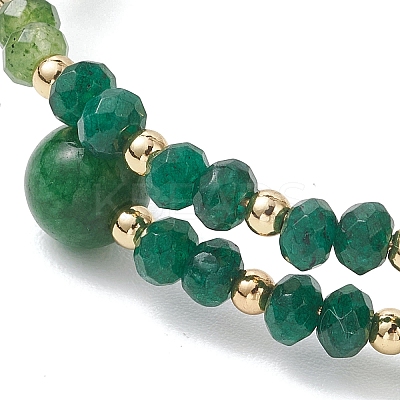 Dyed Natural Malaysia Jade & Brass Beaded Bangles for Women BJEW-JB13343-01-1