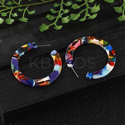 Cellulose Acetate(Resin) Half Hoop Earrings X-KY-S163-374-1