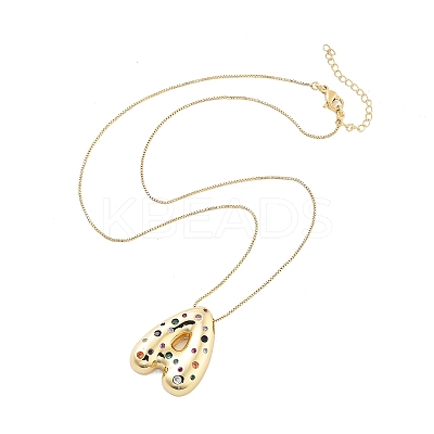 Brass Micro Pave Cubic Zirconia Letter Pendant Necklaces LS-KK-Z069-01G-A-1
