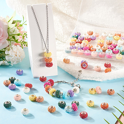 100Pcs 10 Colors AB Color Resin Rose Flower European Beads RESI-TA0003-89-1