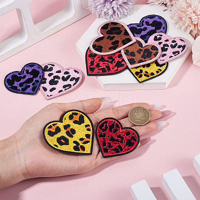 10Pcs 10 Styles Polyester Leopard Print Embroidery Cloth Iron on/Sew on Patches PATC-TA0001-59-1