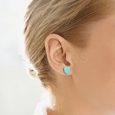 8Pcs 4 Colors Iron Heart Stud Earrings for Women EJEW-AN0002-86-1