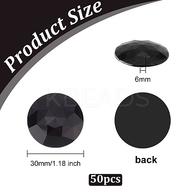 50Pcs Flat Back Acrylic Rhinestone Cabochons OACR-OC0001-15C-1