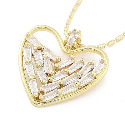 Brass Micro Pave Clear Cubic Zirconia Pendant Necklaces NJEW-B101-01G-02-1