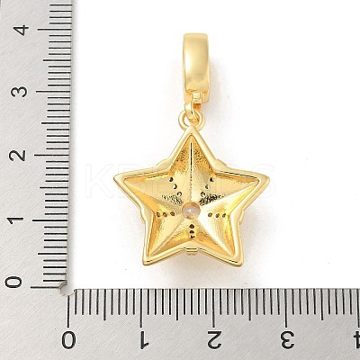 Brass Clear Cubic Zirconia Star European Dangle Charms KK-U044-08G-1