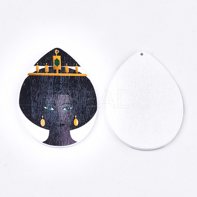 Printed Wooden Big Pendants WOOD-S050-16N-1