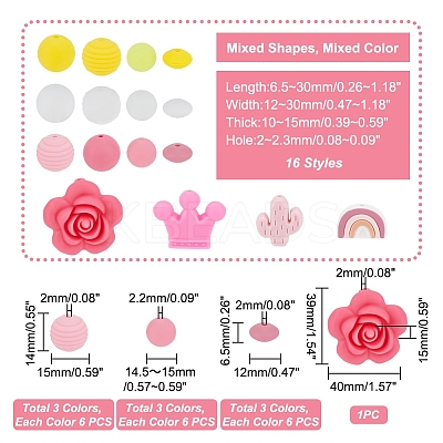 16 Style Food Grade Eco-Friendly Silicone Beads SIL-PH0001-08-1