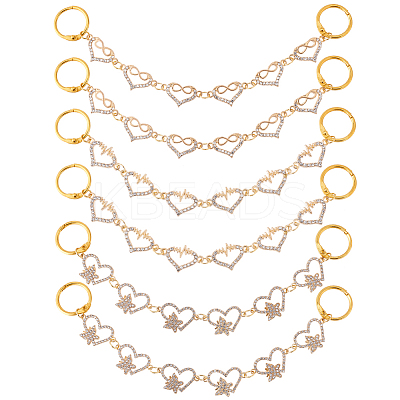 2 Sets Alloy Crystal Rhinestone Heart with Butterfly/Heartbeat/Infinity Link Shoe Decoration Chain FIND-PH0009-95-1