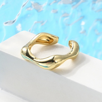 Rack Plating Brass Twist Wave Open Cuff Rings for Women RJEW-Q777-08G-1