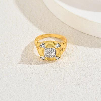 Brass Micro Pave Cubic Zirconia Finger Rings for Women GF8106-3-1