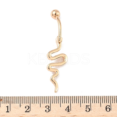 Snake Brass Micro Pave Clear Cubic Zirconia Curved Barbell Belly Rings AJEW-L099-03G-1