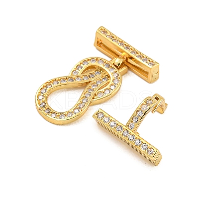 Rack Plating Brass Micro Pave Clear Cubic Zirconia Hook Clasps KK-F876-15G-1