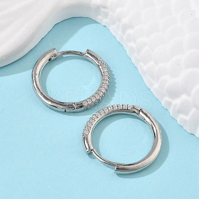 Brass Micro Pave Cubic Zirconia Huggie Hoop Earrings EJEW-K083-36P-B-1