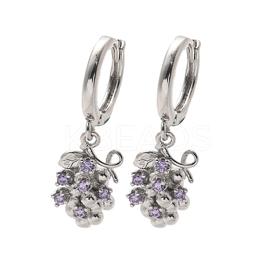 Brass Cubic Zirconia Hoop Earrings EJEW-Q015-02P-D-1