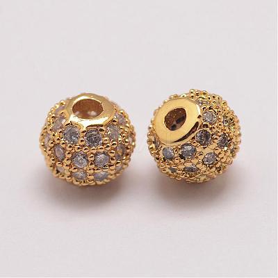 Brass Micro Pave Cubic Zirconia Beads ZIRC-E110-03G-1