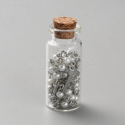 Alloy & Plastic Pearl Rosary Bead Necklaces NJEW-WH0020-28-1