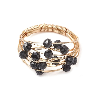 Natural Black Tourmaline Finger Rings RJEW-TA00221-04-1