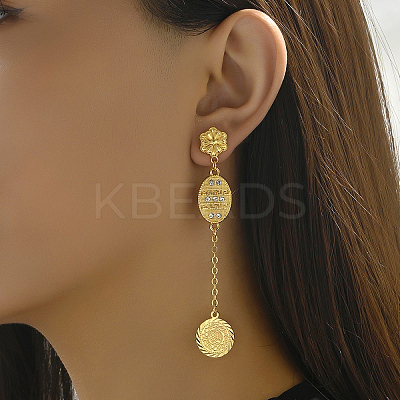 Alloy Rhinestone Tassel Coin Stud Earrings RB9755-1