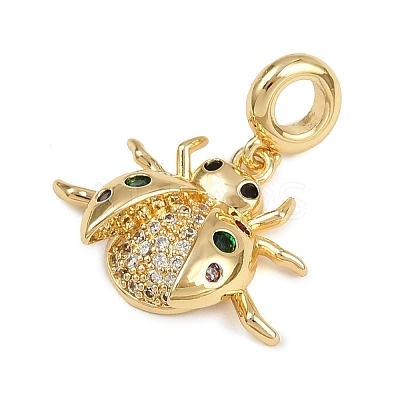 Brass Pave Colorful Cubic Zirconia European Dangle Charms KK-C114-08G-1